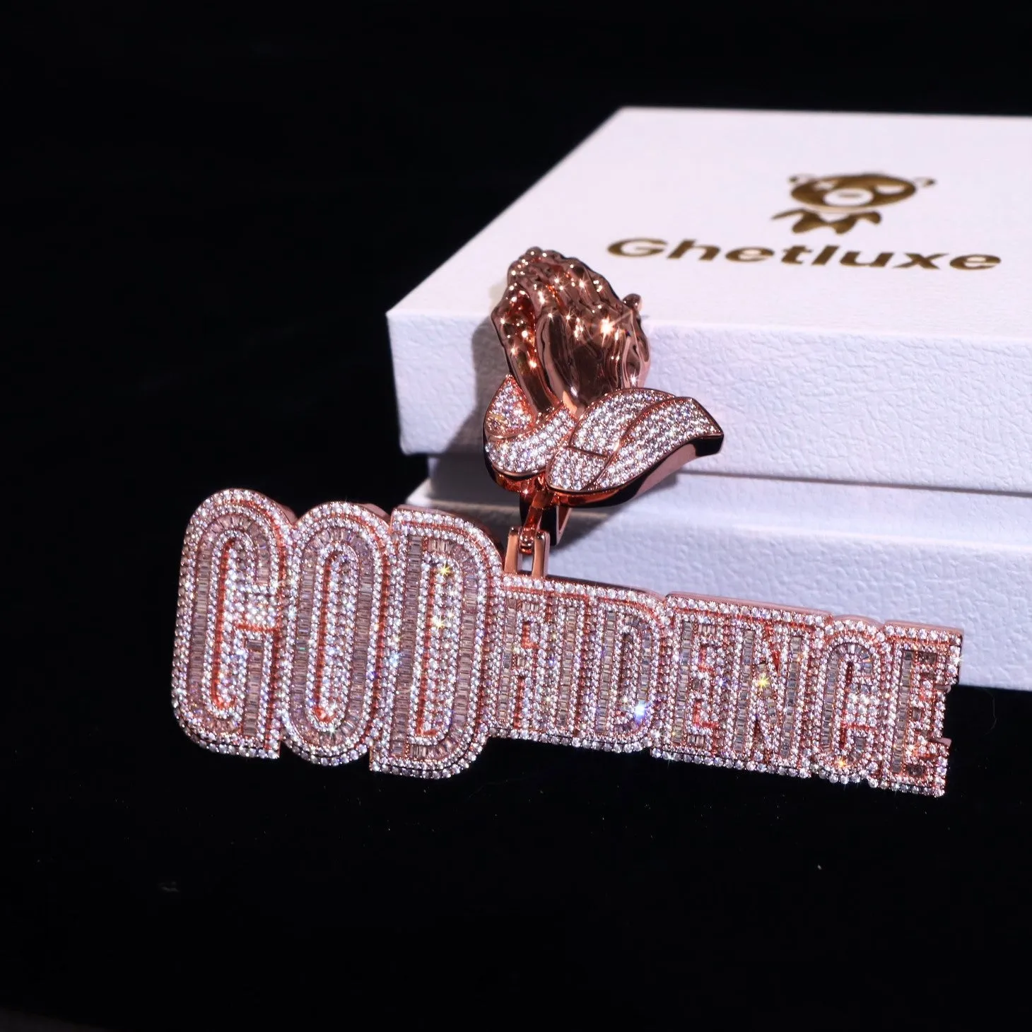Baguette GOD fidence Pendant sold by Ghetluxe