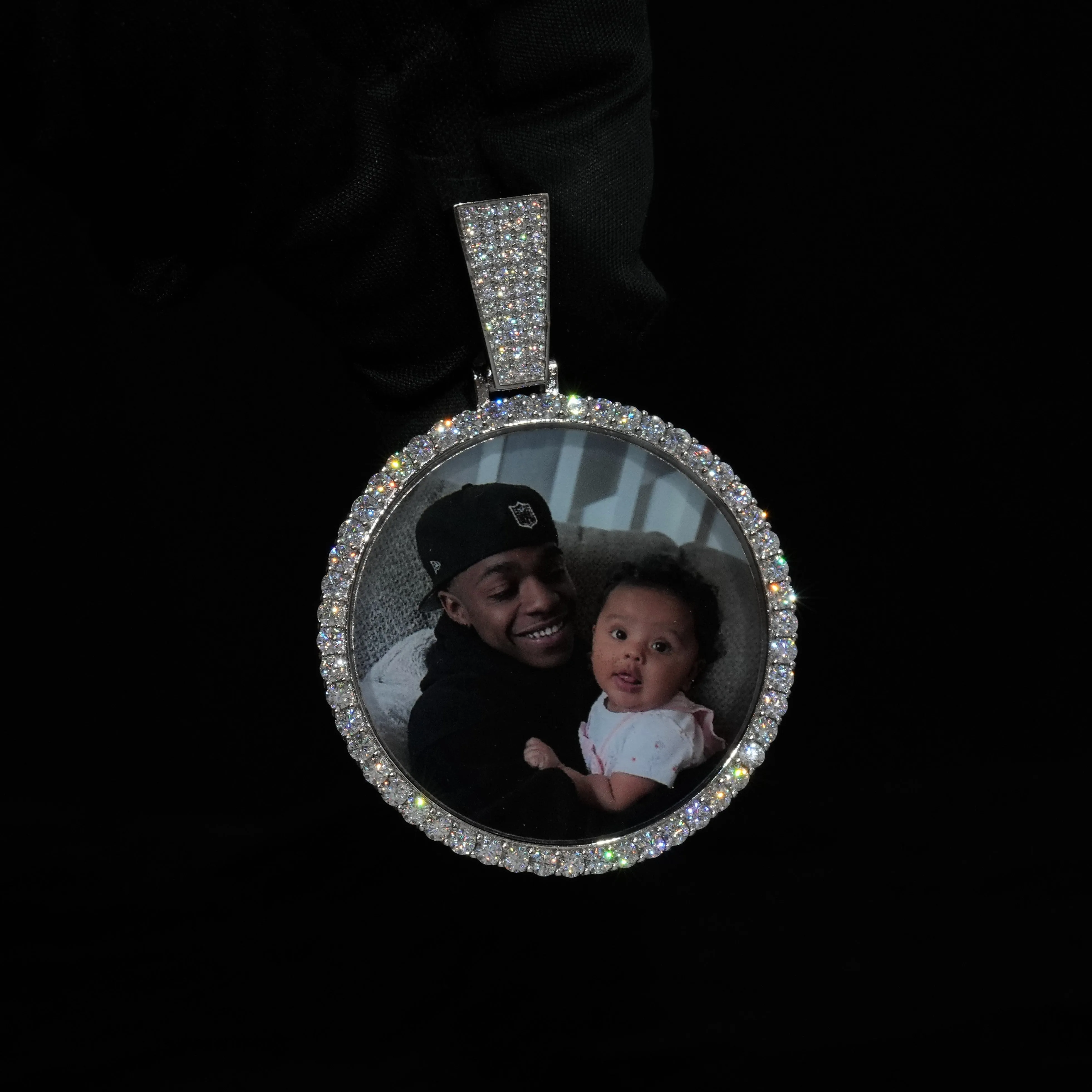 Round VVS Moissanite Custom Photo Pendant in Vermeil sold by Ghetluxe product image thumbnail 3