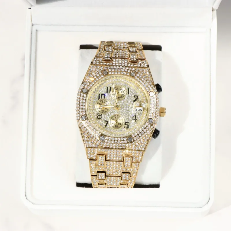 45mm Full Iced Watch in Gold sold by Ghetluxe