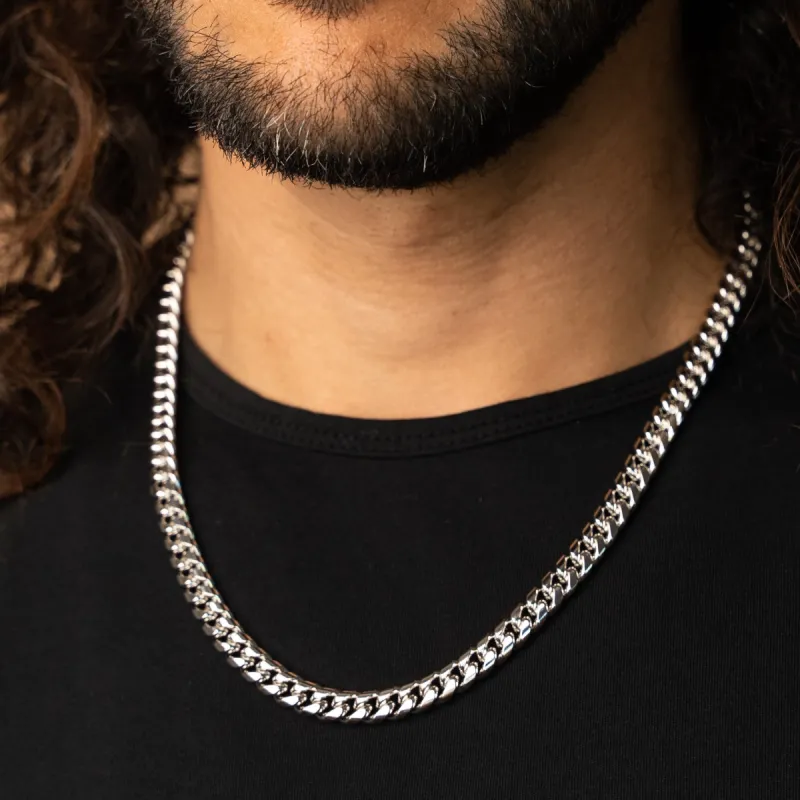 8mm Cuban Link Chain White Gold sold by Ghetluxe