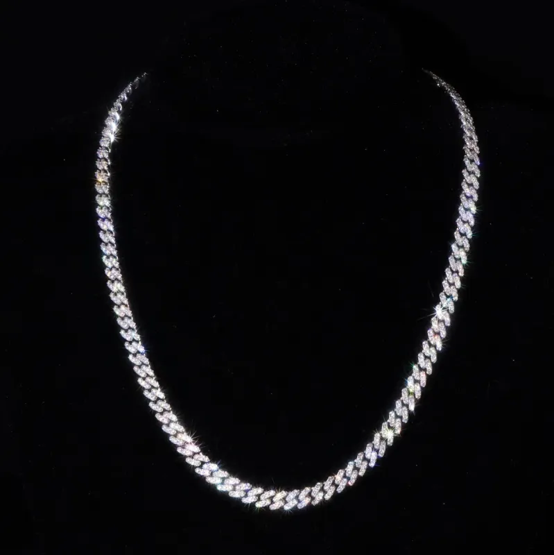 6mm Moissanite S925 Cuban Chain in White Gold sold by Ghetluxe