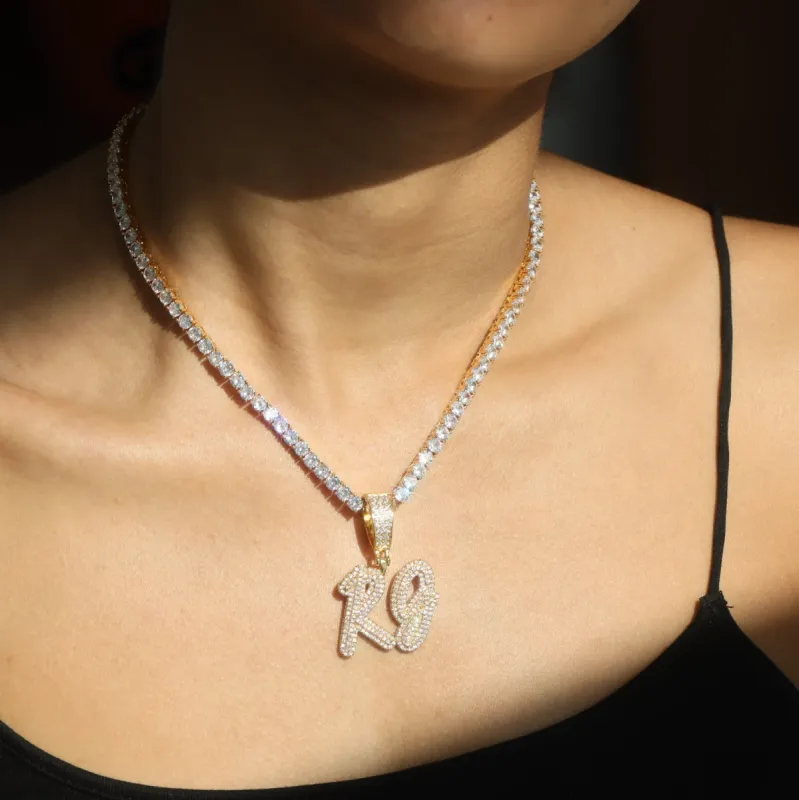 Women's Custom Cursive Letter Pendant Necklace sold by Ghetluxe