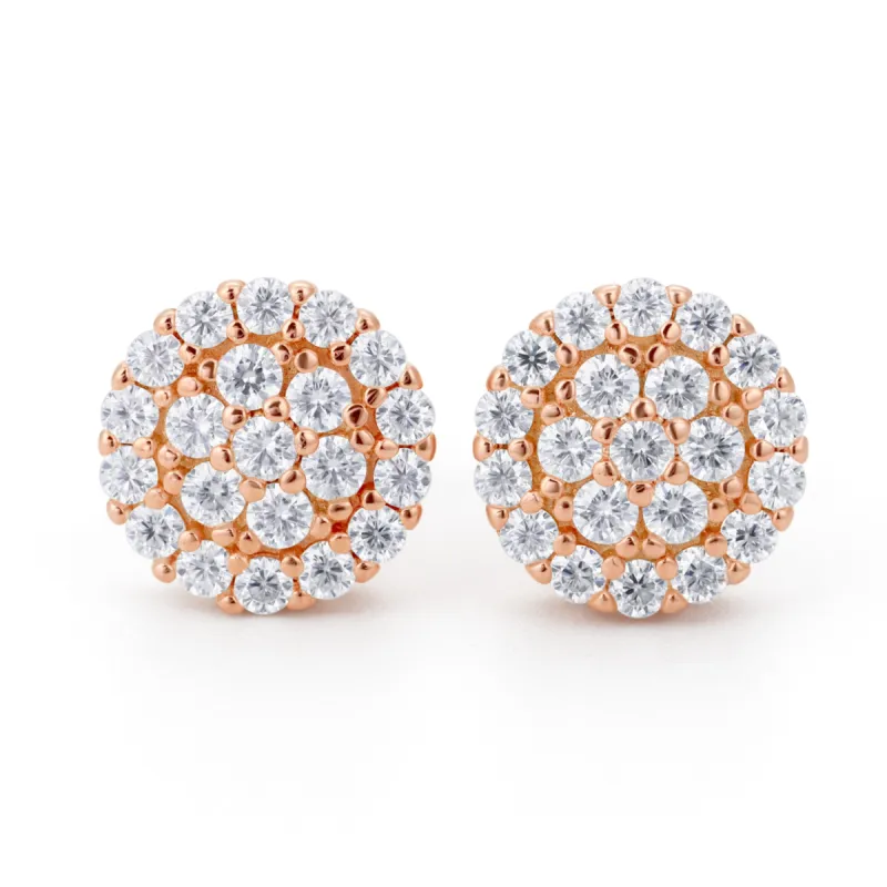 Round Pave VVS Moissanite Stud Earrings sold by Ghetluxe