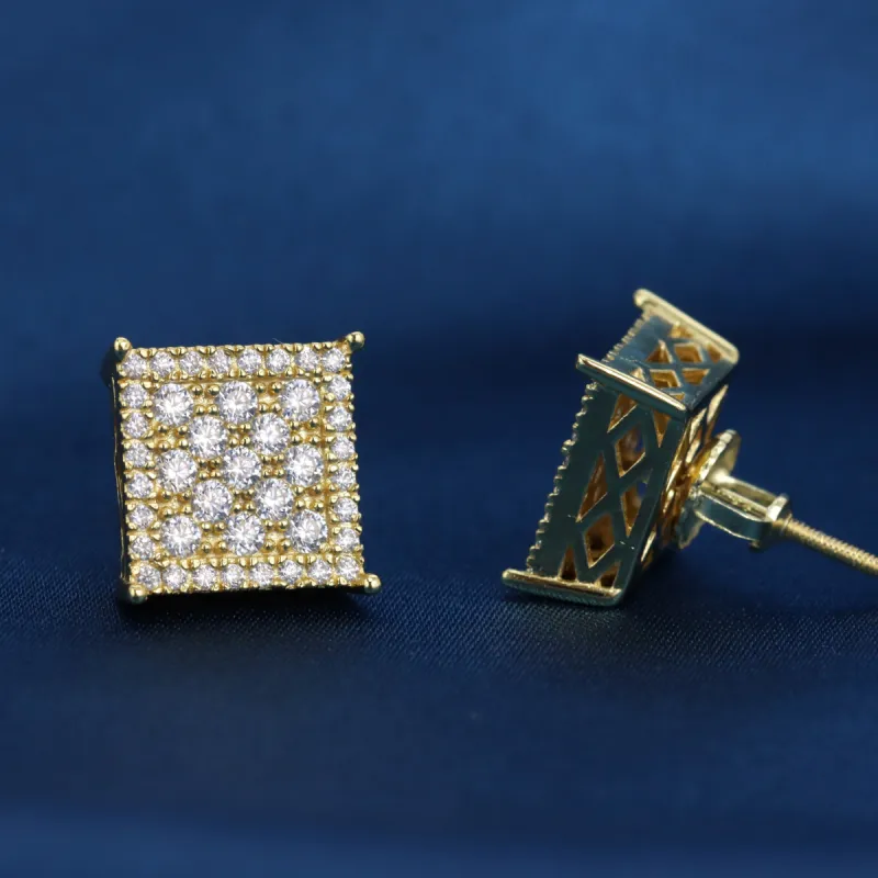 Square Moissanite Stud Earrings in Sterling Silver sold by Ghetluxe