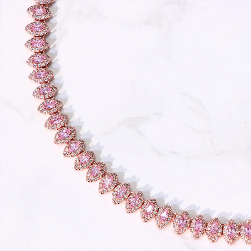 Women's Pink Eye Diamond Necklace in Rose Gold sold by Ghetluxe