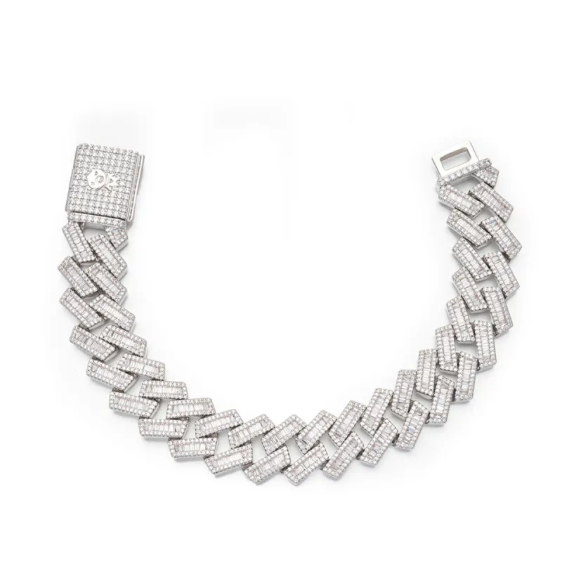 17mm Baguette Diamond Cuban Bracelet sold by Ghetluxe