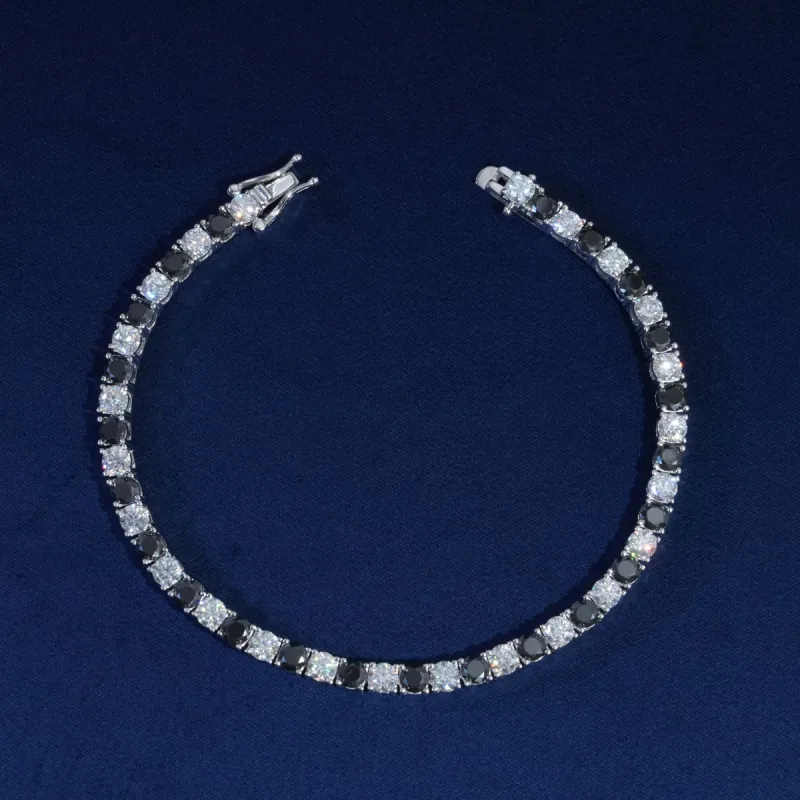 Black & White Moissanite Tennis Bracelet sold by Ghetluxe