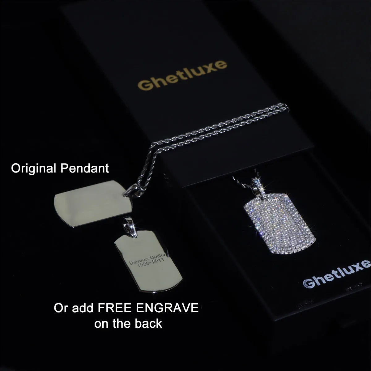 Iced Dog Tag Pendant sold by Ghetluxe product image thumbnail 3