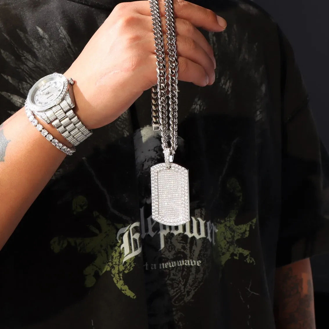 Iced Dog Tag Pendant sold by Ghetluxe product image thumbnail 4