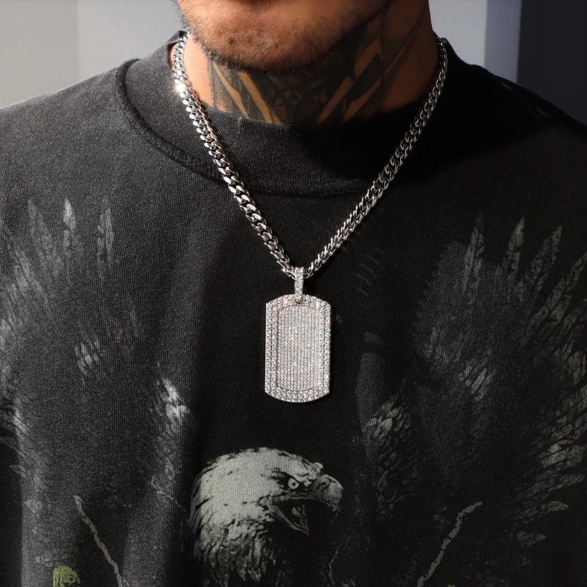 Iced Dog Tag Pendant sold by Ghetluxe