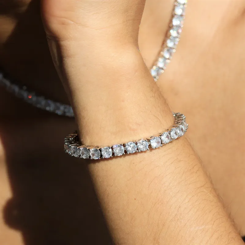 Women's 5mm Round Cut Diamond Tennis Bracelet White Gold Plated sold by Ghetluxe