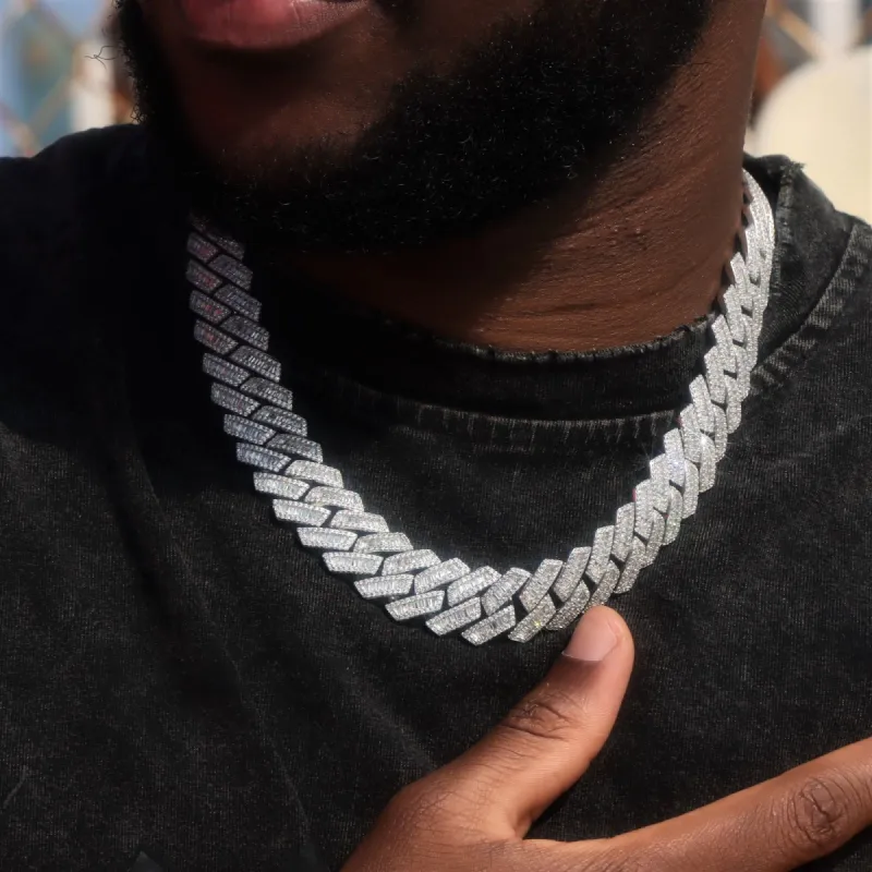19mm Baguette Diamond Cuban Link Chain sold by Ghetluxe
