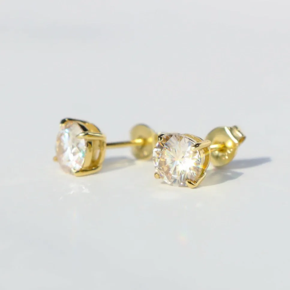Round Cut Moissanite Stud Earrings sold by Ghetluxe product image thumbnail 5