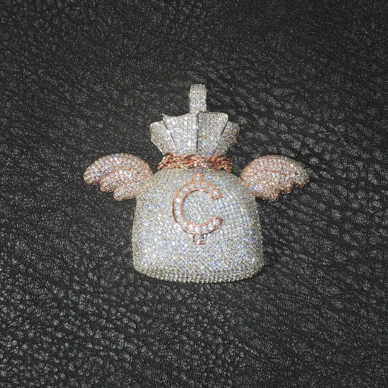Two-Tone Iced Money Bag with Wings sold by Ghetluxe