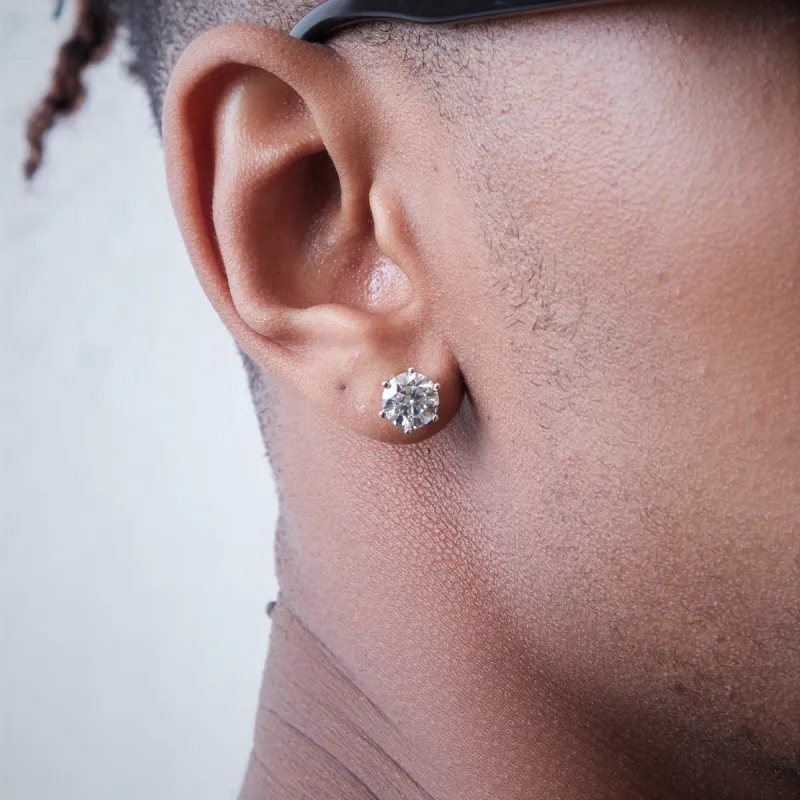 Round Cut Moissanite Stud Earrings sold by Ghetluxe