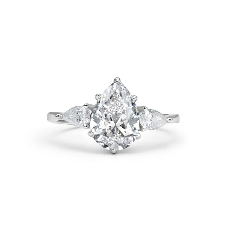 Three Stone Pear Cut Moissanite Ring sold by Ghetluxe