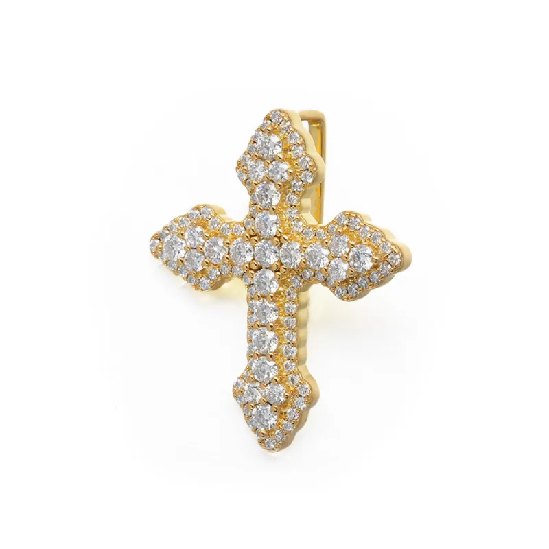 Diamond Cluestered Cross Pendant sold by Ghetluxe