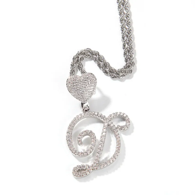 Dancing Script Initial Pendant with Heart Bail sold by Ghetluxe