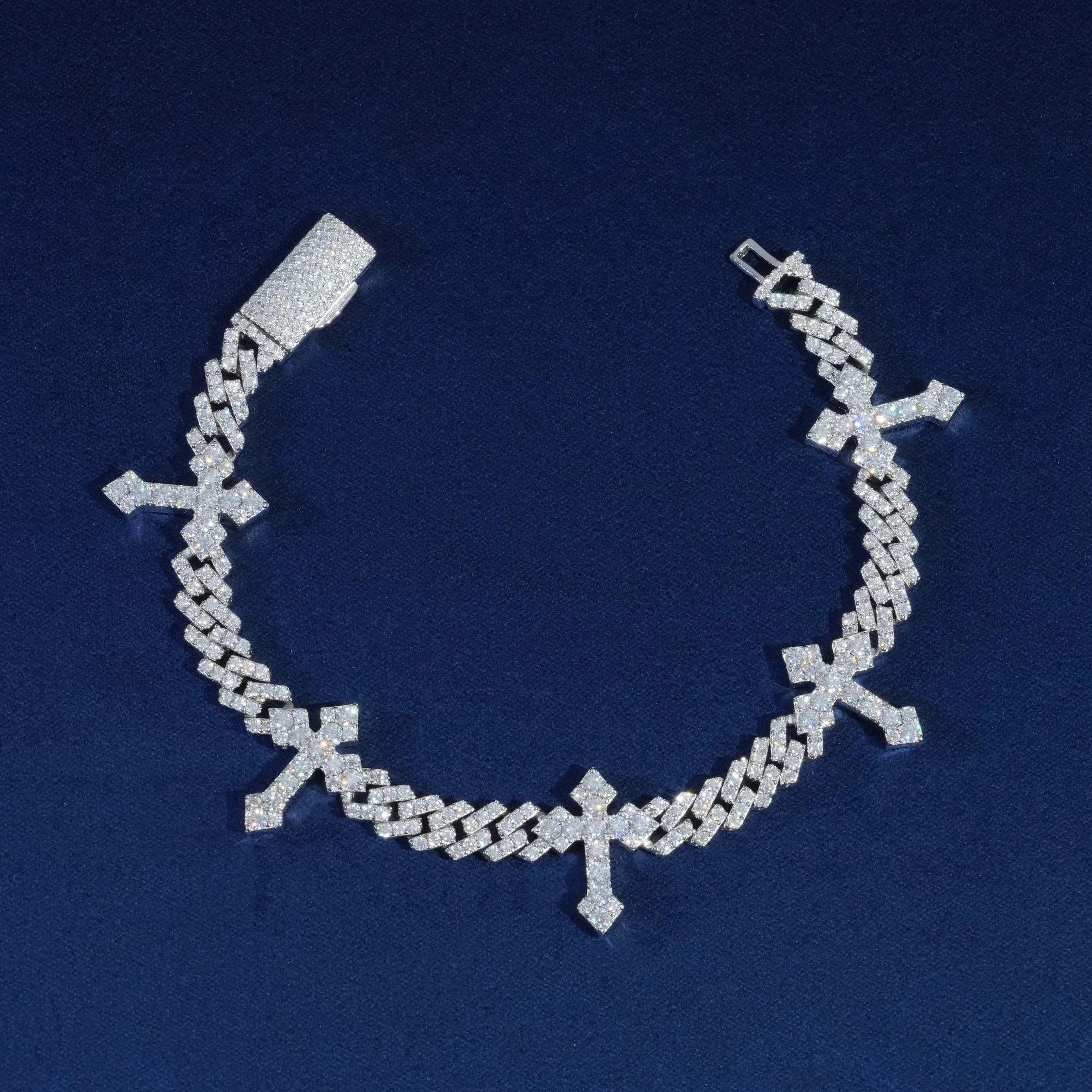 6mm Diamond Cross Cuban Bracelet sold by Ghetluxe