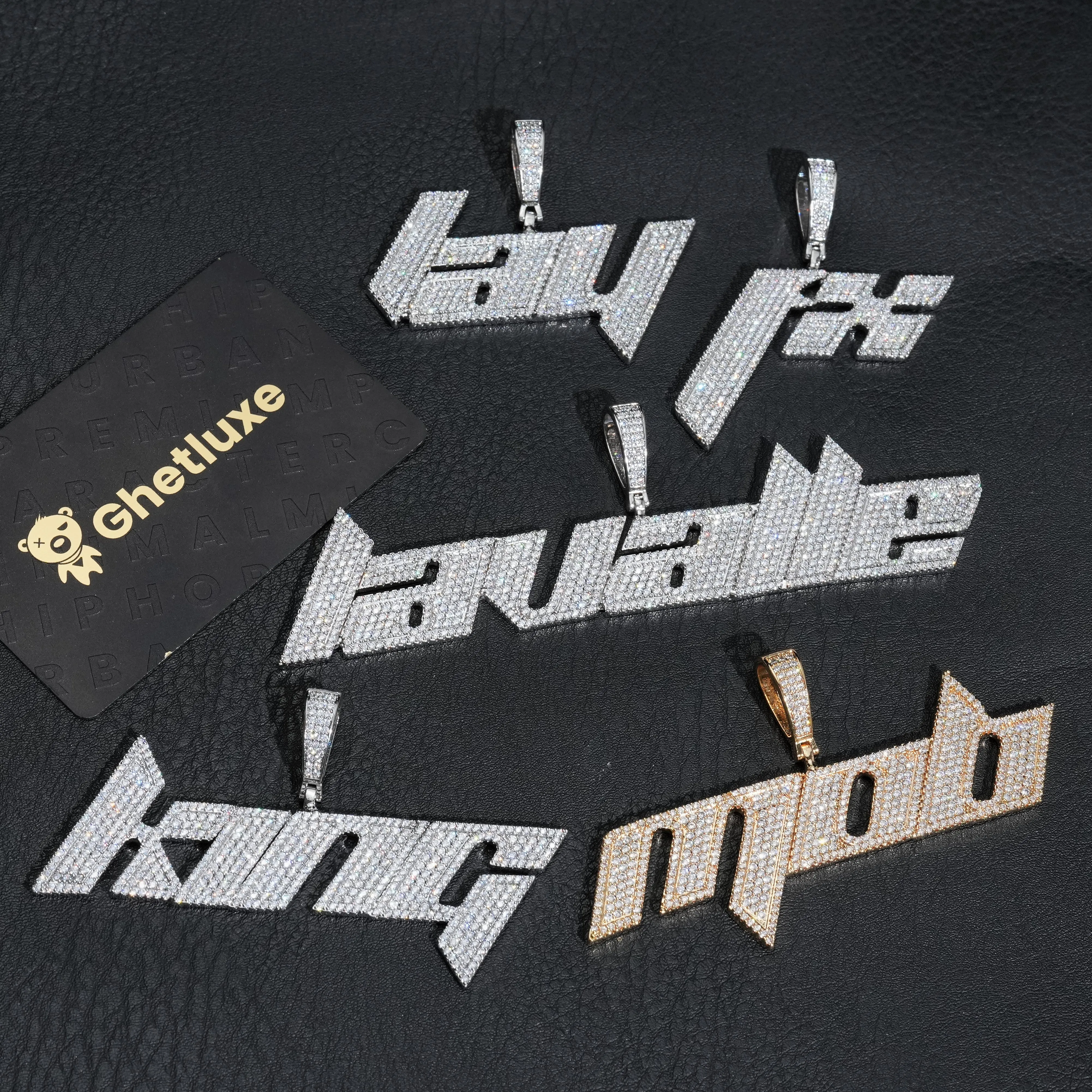 Custom Retro Font Diamond Letter Pendant sold by Ghetluxe