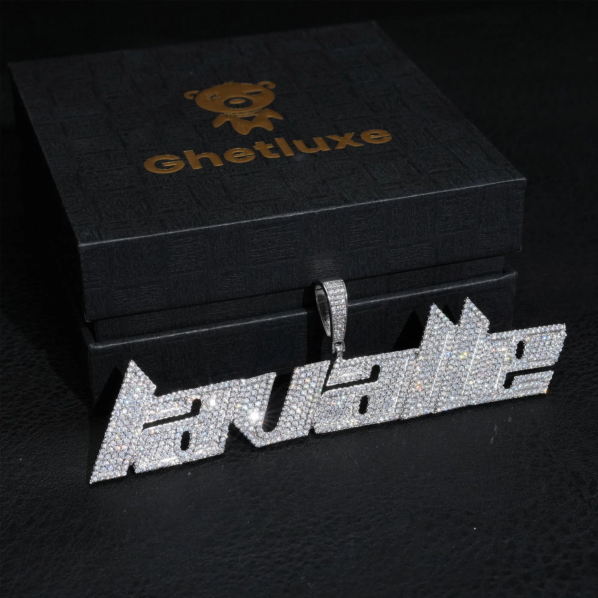 Custom Retro Font Diamond Letter Pendant sold by Ghetluxe product image thumbnail 2