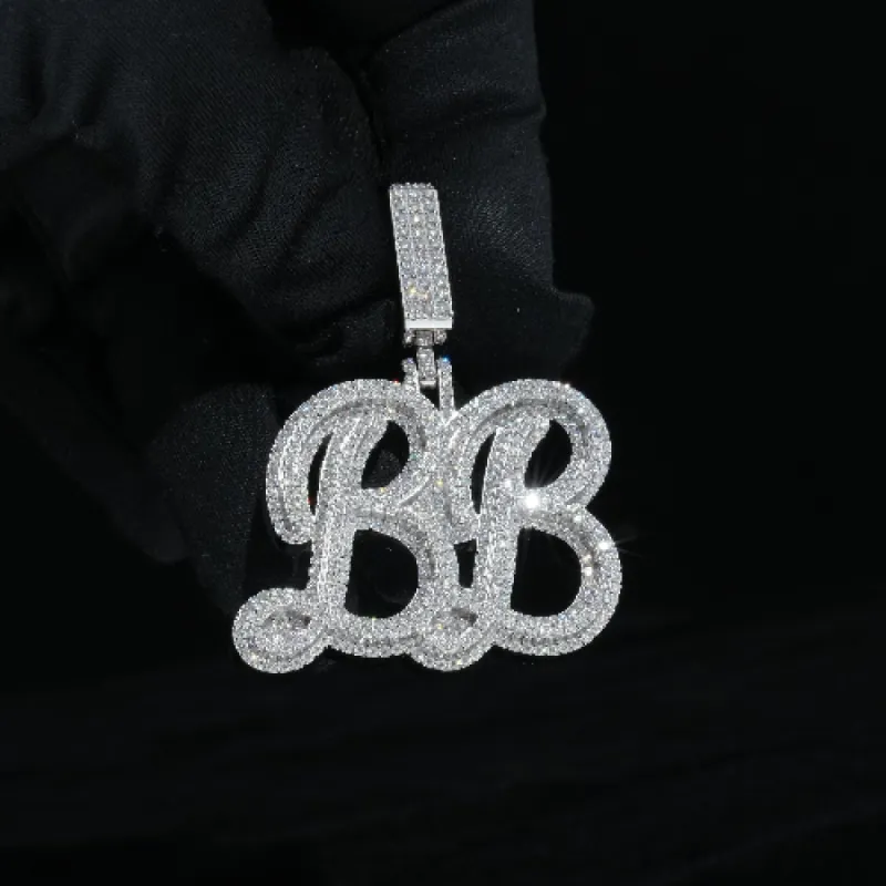 Moissanite S925 Script Custom Pendant sold by Ghetluxe