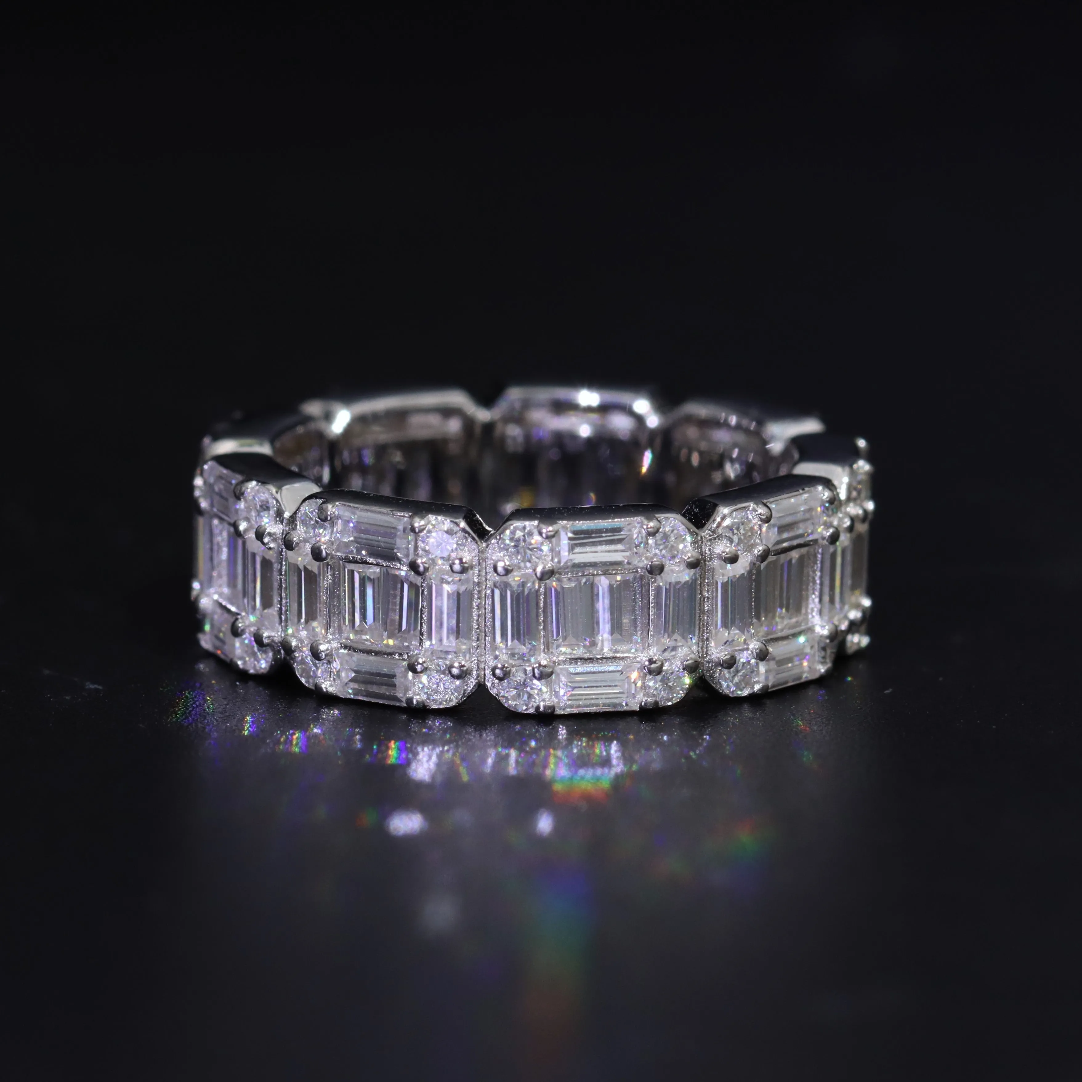 Moissanite Clustered Ring Band sold by Ghetluxe