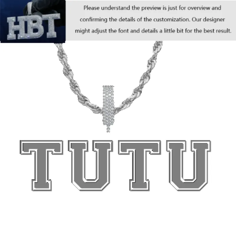 VVS Moissanite Custom Name Pendant in Sterling Silver sold by Ghetluxe