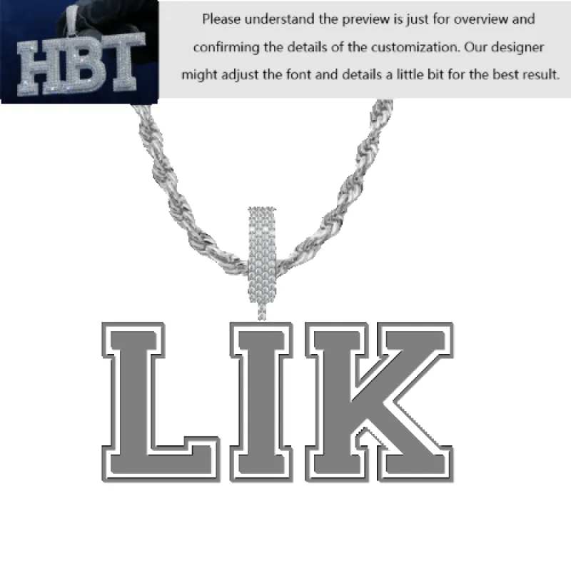 VVS Moissanite Custom Name Pendant in Sterling Silver sold by Ghetluxe