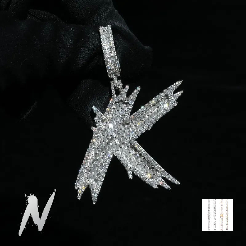 Baguette Trendy Initial Pendant sold by Ghetluxe