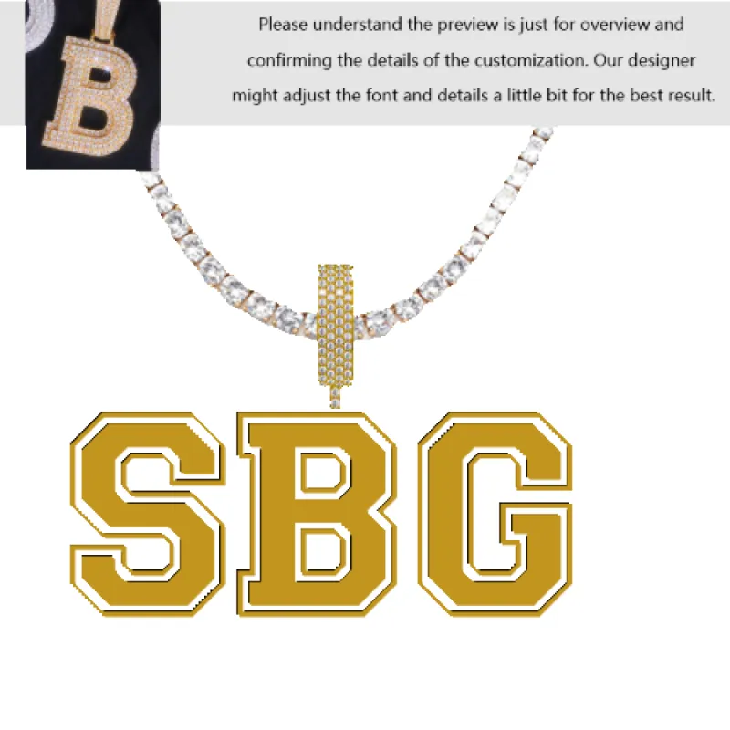 VVS Moissanite Custom Name Pendant in Sterling Silver sold by Ghetluxe