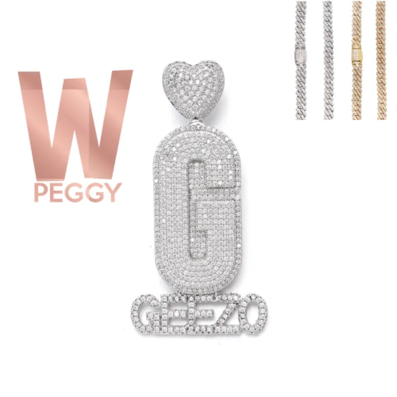 Diamond Custom Monogram Name Pendant sold by Ghetluxe