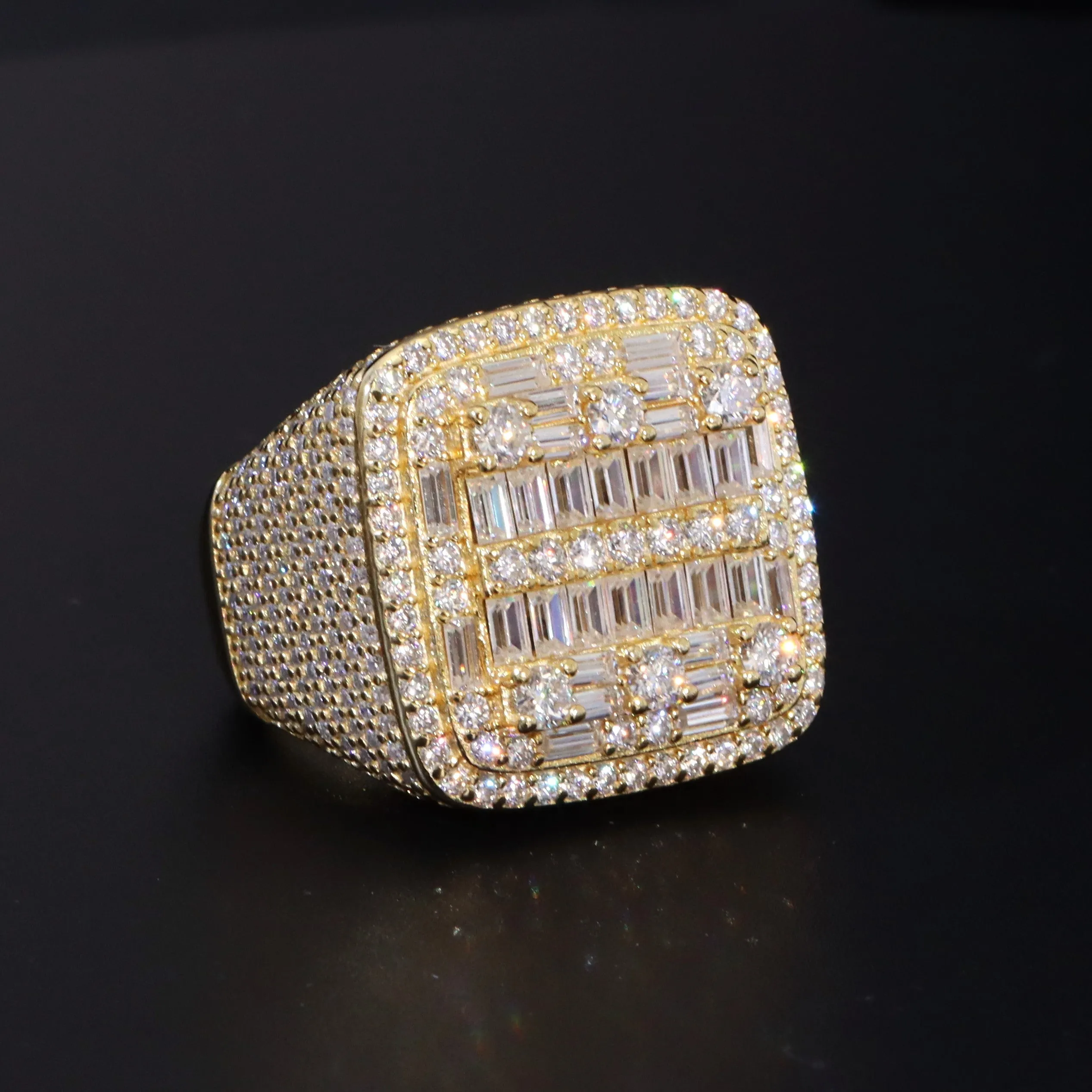 Moissanite Baguette Signet Ring sold by Ghetluxe product image thumbnail 3