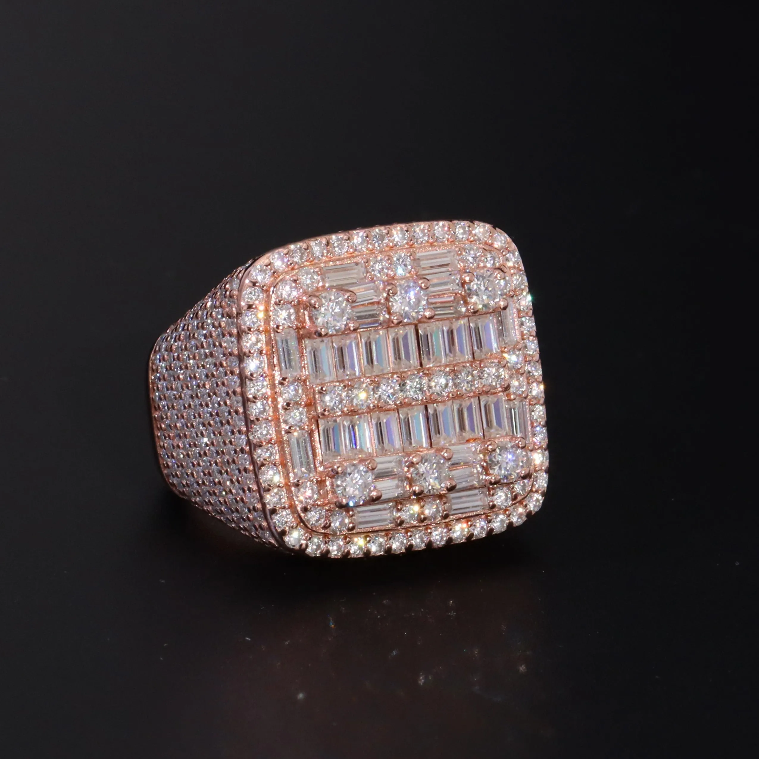 Moissanite Baguette Signet Ring sold by Ghetluxe product image thumbnail 5