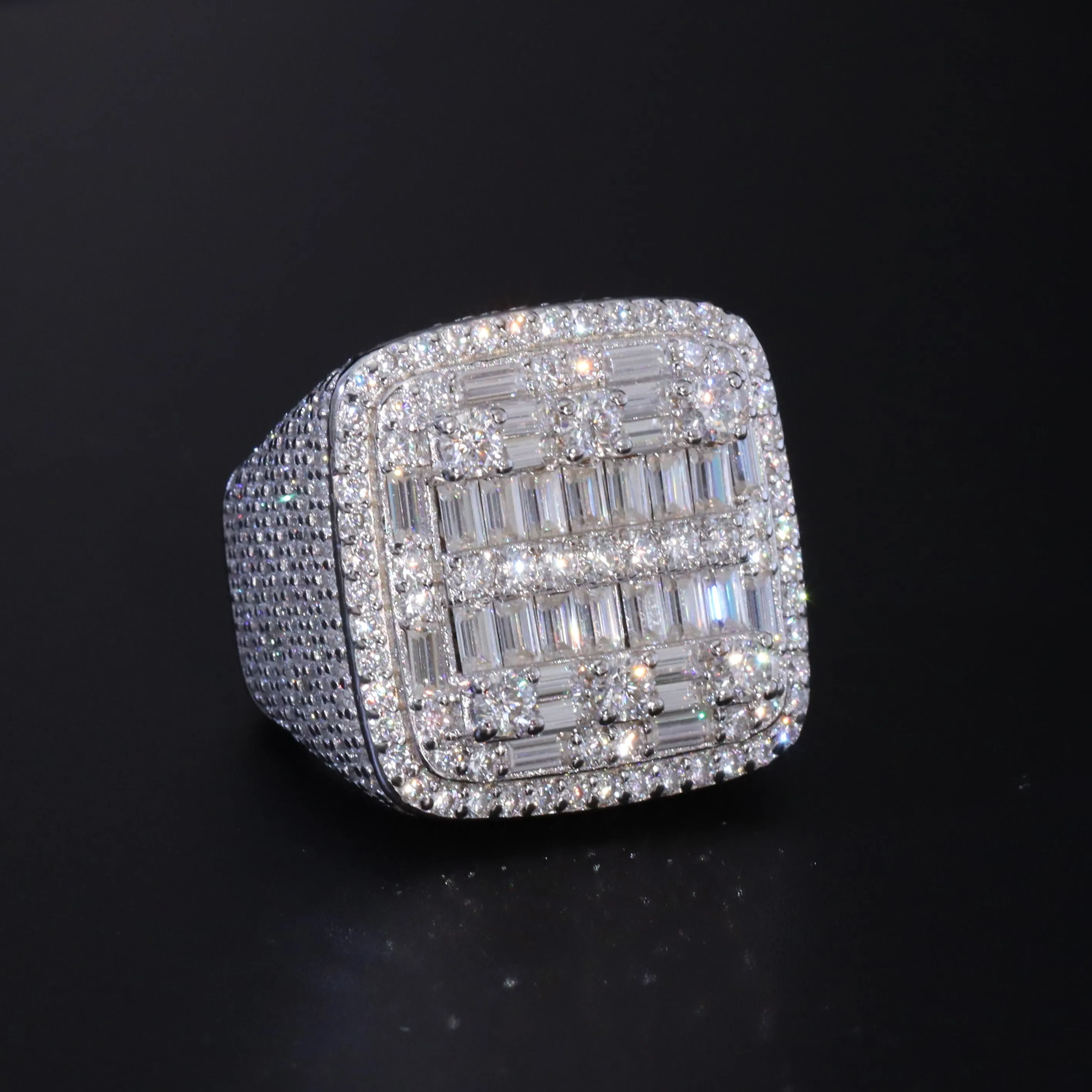 Moissanite Baguette Signet Ring sold by Ghetluxe