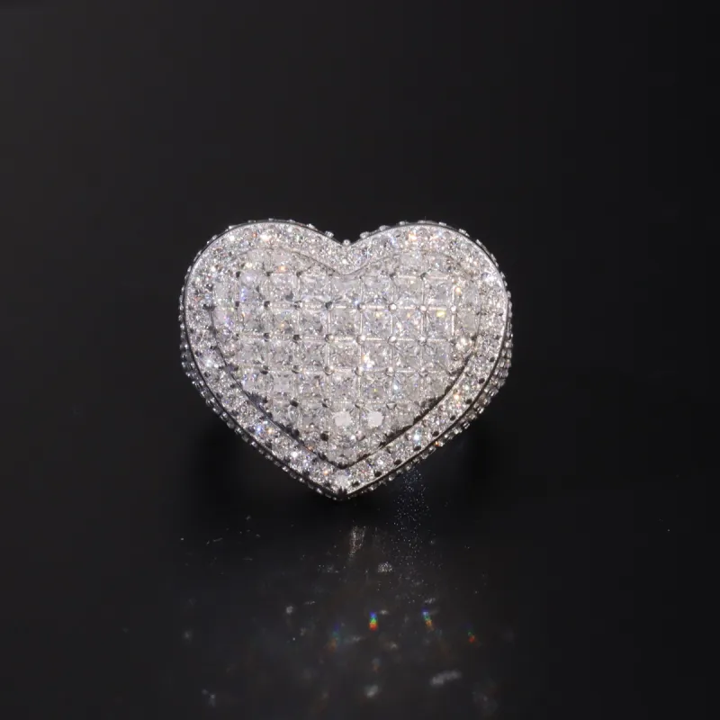Moissanite Diamond Heart Signet Ring sold by Ghetluxe