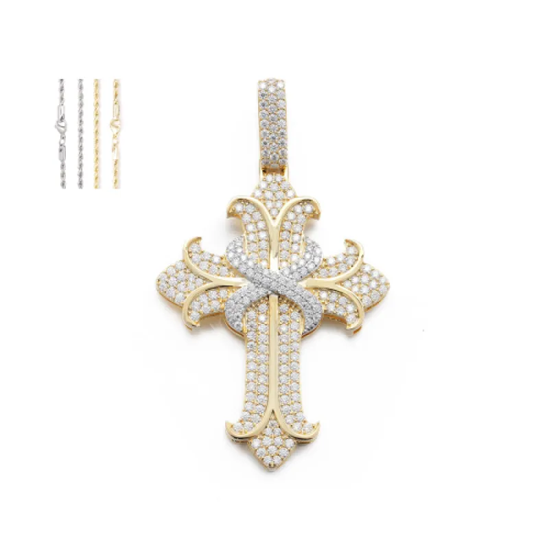 Diamond Gothic Cross Crucifix Pendant sold by Ghetluxe