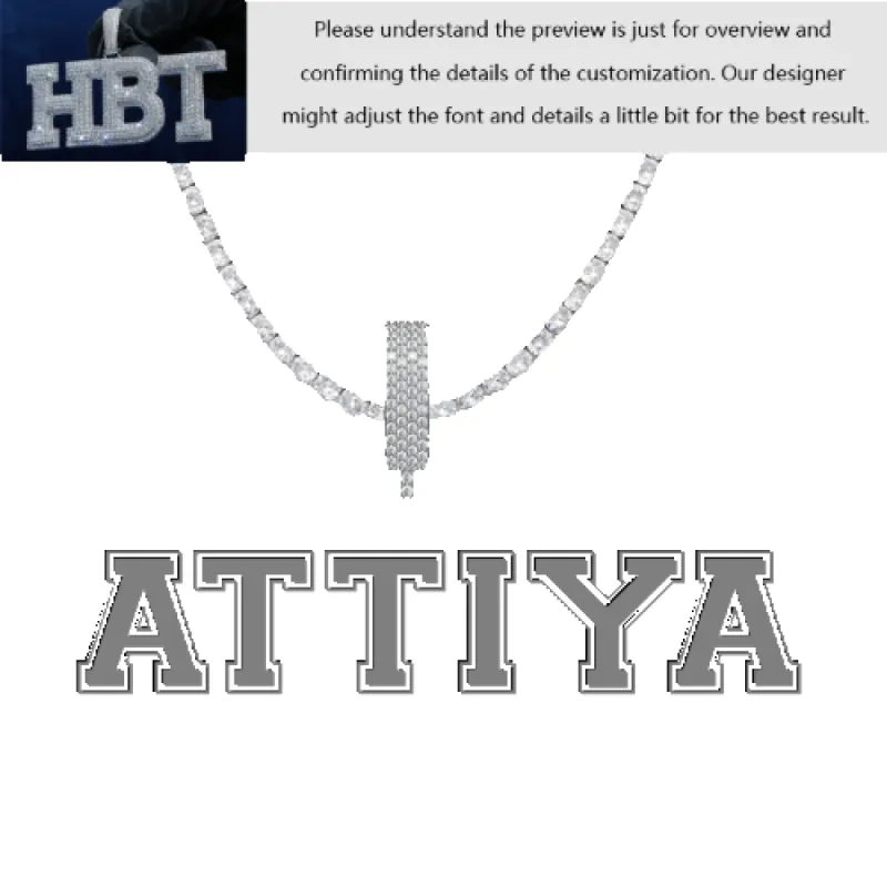 VVS Moissanite Custom Name Pendant in Sterling Silver sold by Ghetluxe