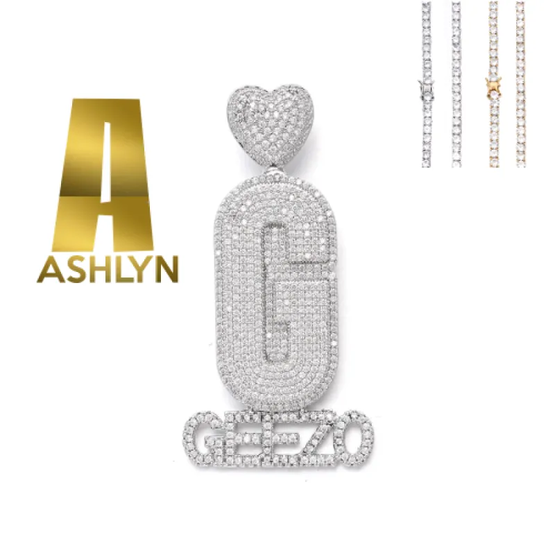 Diamond Custom Monogram Name Pendant sold by Ghetluxe