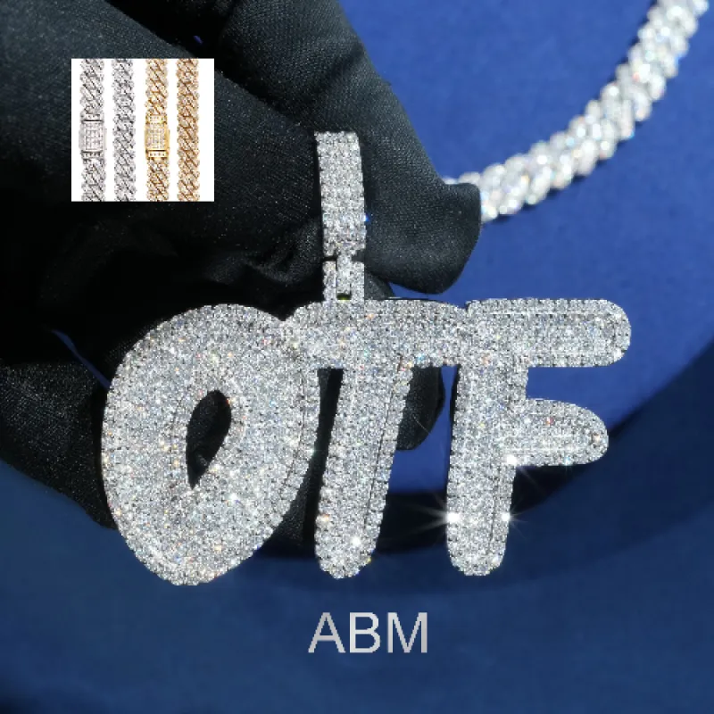 Diamond Groovy Letter Custom Pendant sold by Ghetluxe