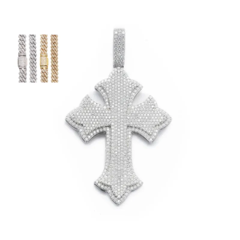 Large Diamond Gothic Cross Pendant sold by Ghetluxe