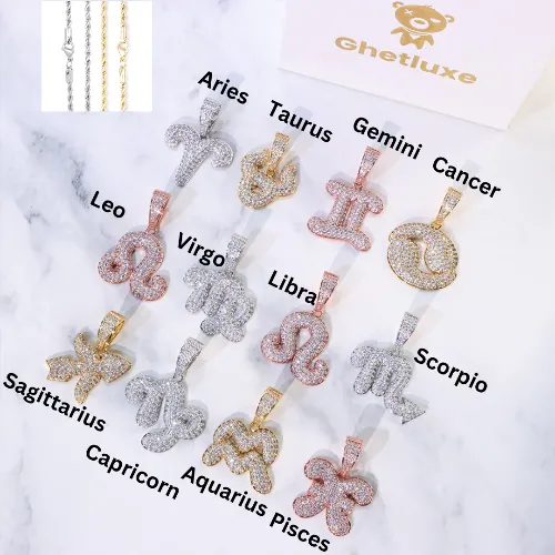 Diamond Zodiac Pendant Necklace sold by Ghetluxe