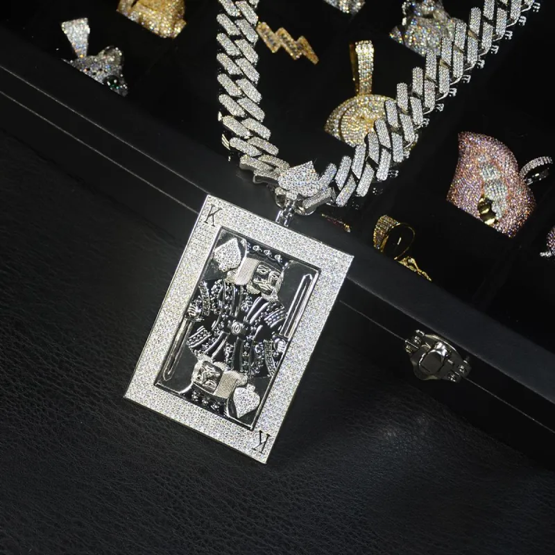 Iced King of Spades Pendant in White Gold sold by Ghetluxe