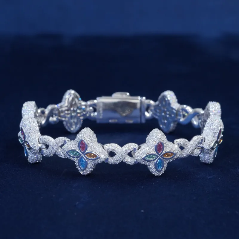 15MM Moissanite Diamond Blossom Bracelet sold by Ghetluxe