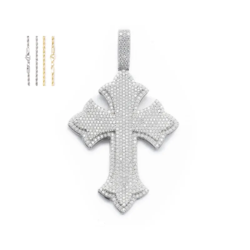 Large Diamond Gothic Cross Pendant sold by Ghetluxe