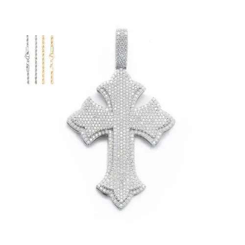 Large Diamond Gothic Cross Pendant sold by Ghetluxe