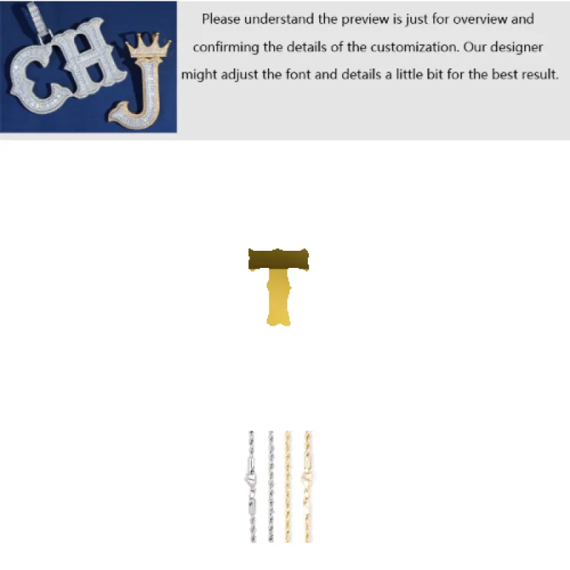 Western Font Custom Baguette Letter Pendant made by Ghetluxe