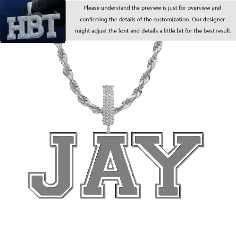 VVS Moissanite Custom Name Pendant in Sterling Silver sold by Ghetluxe