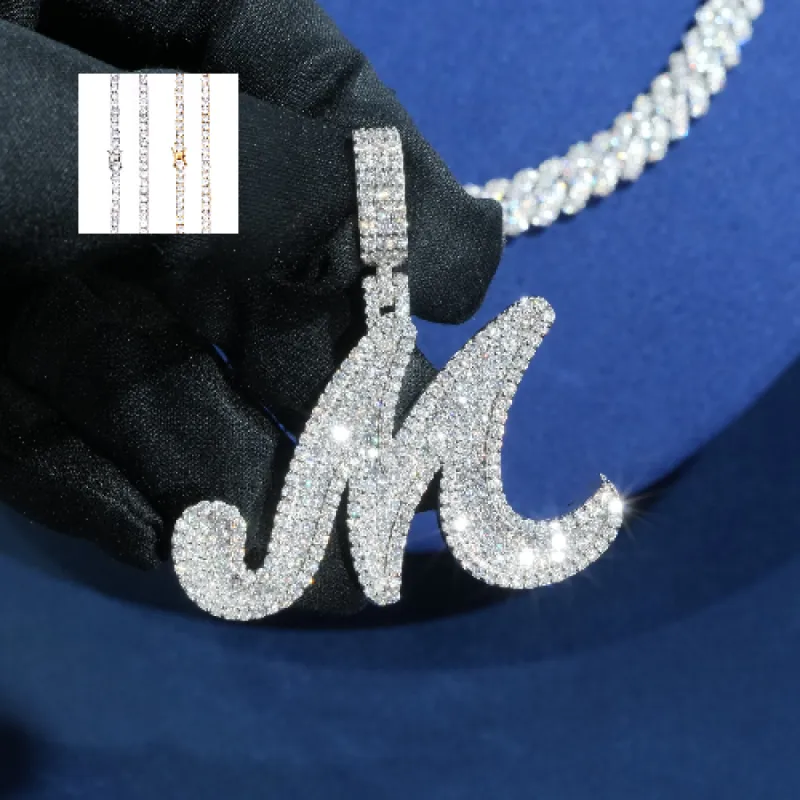 Diamond Groovy Initial Pendant sold by Ghetluxe