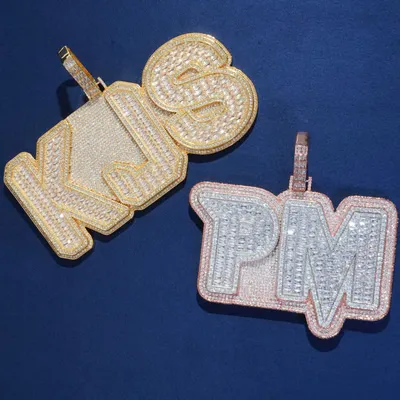 Iced Baguette Custom Letter Pendant sold by Ghetluxe